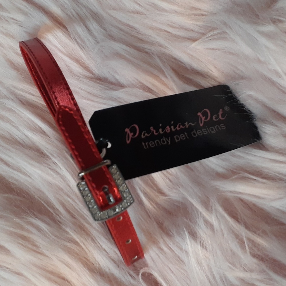 Brand New PARISIAN PET Dog/Cat Metallic RED Collar -14"